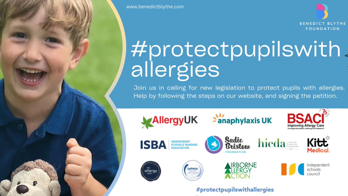 We are calling for new legislation to better #protectpupilswithallergies . Please join us in campaigning by signing our petition: bit.ly/44s6dK2 and learning more at:bit.ly/3rqiu3g #allergies #allergy #anaphylaxis