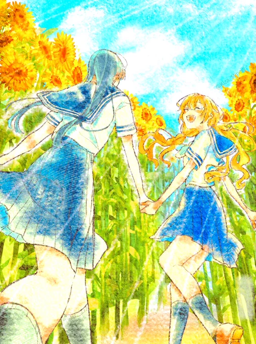 光の差す方へ歩いて行こう  #向日葵 #Adoart