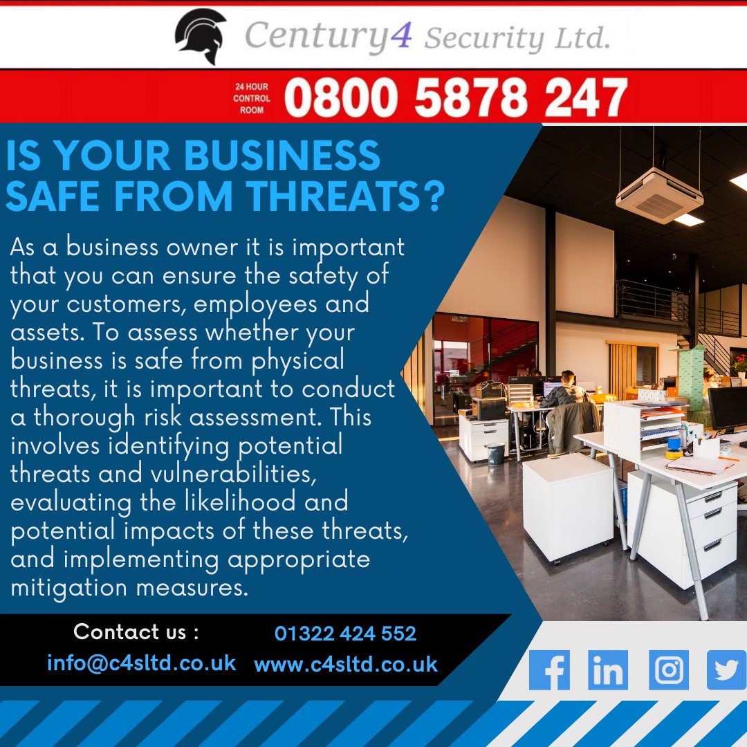 You can trust in our team to keep your business safe!

#business #security #uksecurity #securityservices #century4security #securityindustry #mannedguarding #k9security #doghandling #keyholding #alarmresponse #mobilepatrols #mobilesecurity #securitysolutions