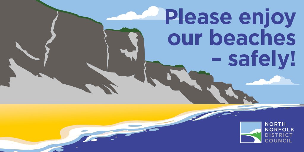 NorthNorfolkDC's tweet photo. BEACHES: If you're heading to the beach, check the tide times and stay safe.

Please don’t walk close to cliffs at the base or the edge; don’t climb on them or dig in them. Even if they look stable, cliffs can be dangerous.

In an emergency call 999 and ask for the Coastguard. https://t.co/exjQCT9JsA