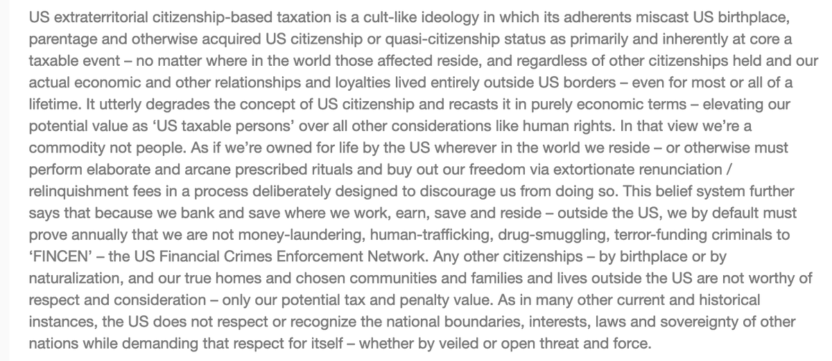 Thanking "Badger" of <a href="/IsaacBrockSoc/">Isaac Brock Society</a> fame for his/her thoughtful summary of the <a href="/ADCSovereignty/">ADCSovereignty</a> #FATCA lawsuit, @citizenshiptax and why US citizenship is a disability in the 21st Century. #Americansabroad know this. Resident Americans need to understand it! isaacbrocksociety.ca/2023/07/13/jul…