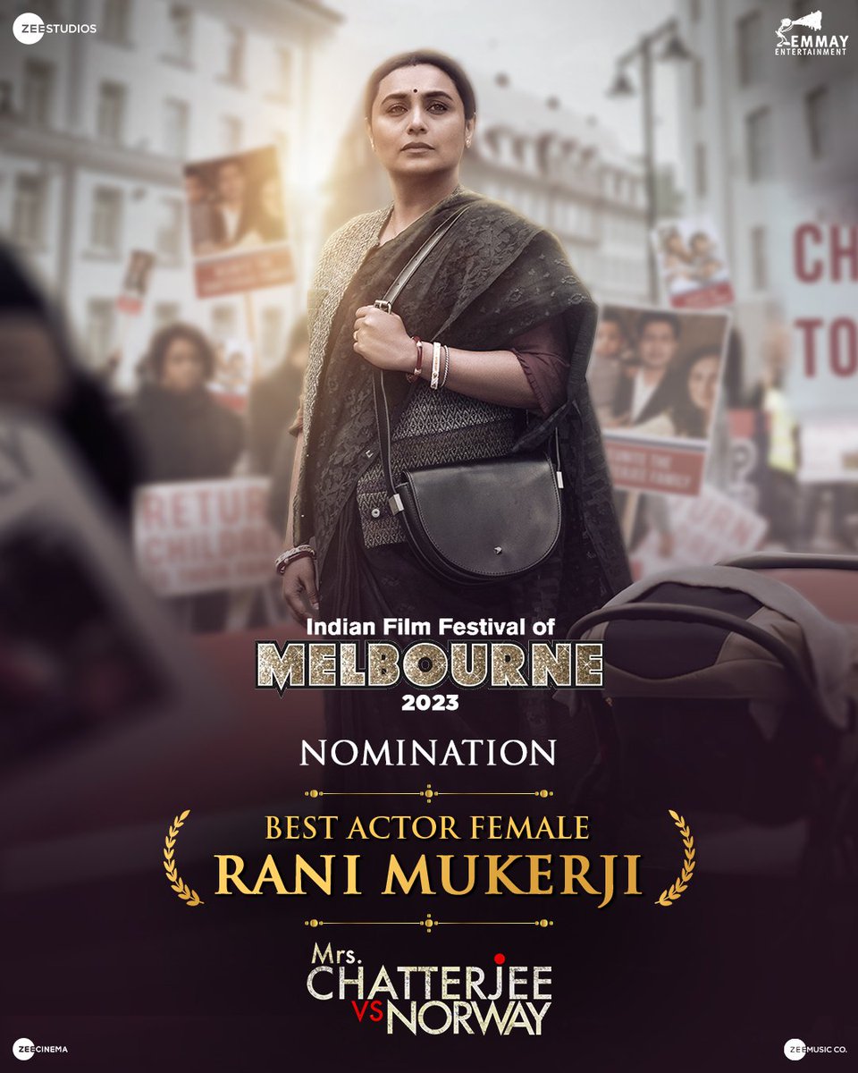 Our hearts are filled with joy and pride as Mrs. Chatterjee a.k.a #RaniMukerji, shines brightly with her well-deserved Best Actor (Female) nomination at the prestigious @IFFMelb. 🎞️✨ #IndianFilmFestivalOFMelbourne #Nominations #BestActorFemale #RaniMukerji @AnirbanSpeaketh