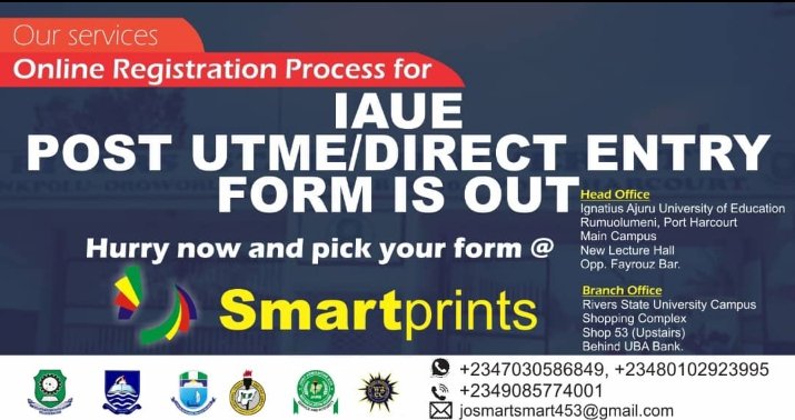 okpara_smart's tweet photo. Ignatius Ajuru University of Education post utme registration in progress. Rush and apply now. Call for more inquiries +2347030586849, +234908 577 4001 https://t.co/4ggzk5j31K