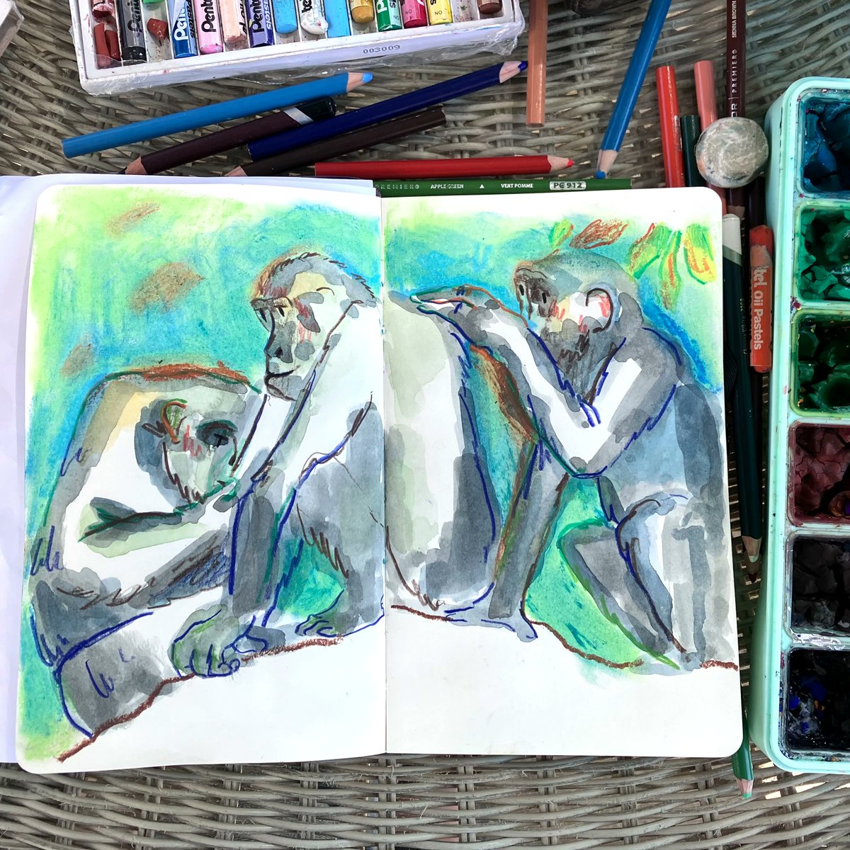 NikitaLeannee's tweet photo. Day 13/26 - Halfway through #drawingeverydayjuly !! 🐒 

I'm so proud of this outcome honestly. I drew the ugliest thing I've created in a long time just before drawing the monkies, which are now one of my favourite things from this month so far! 

#animalillustration #kidslit https://t.co/TUnU3acYmY
