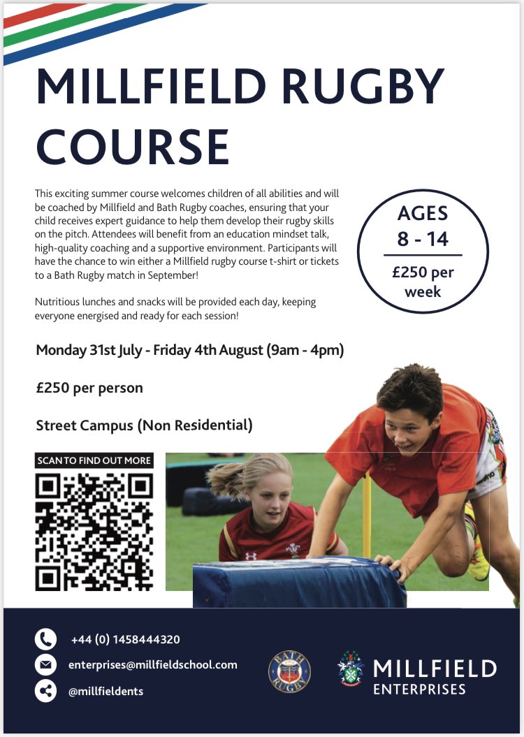 A brilliant learning opportunity with Millfield rugby coaches this summer. Come and join them for the week and catch the rugby ‘bug’ @MillfieldRugby @MillfieldSenior