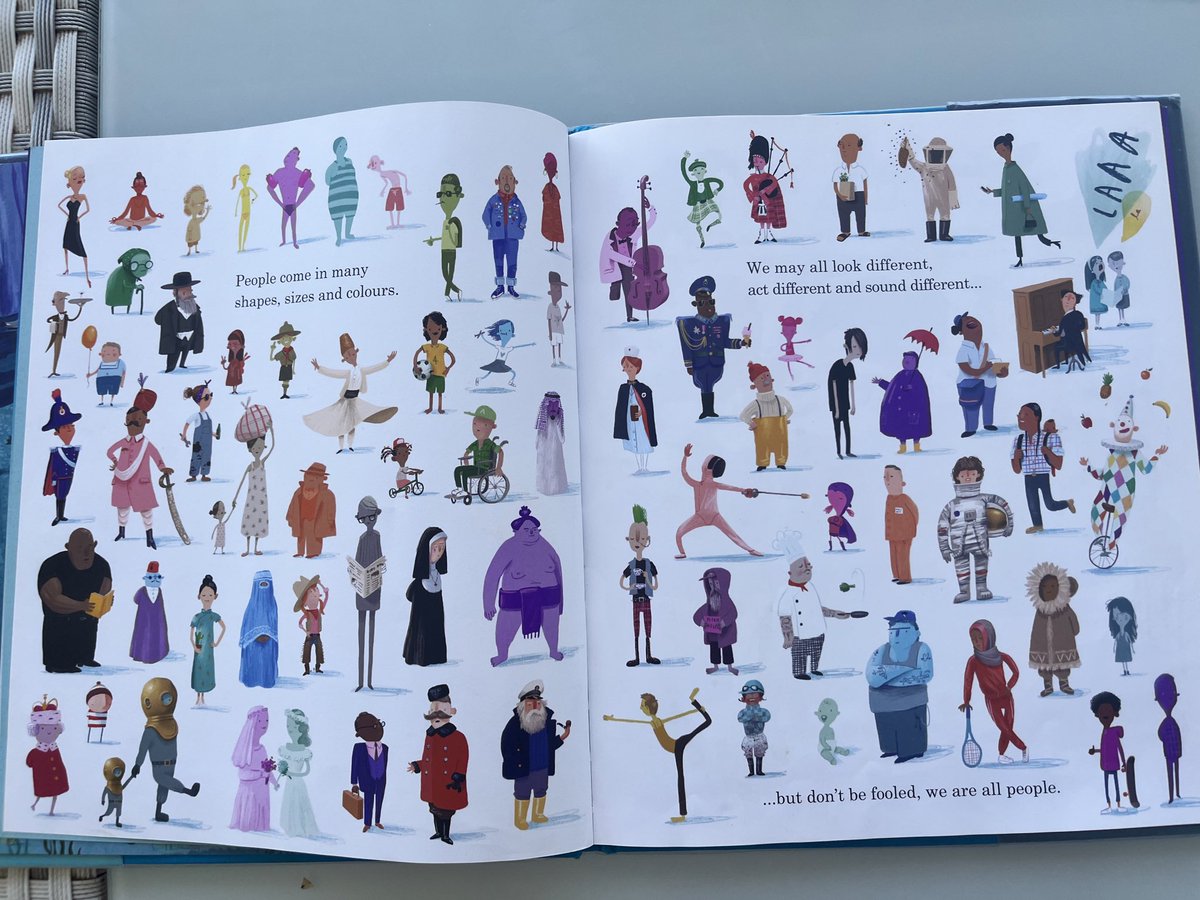 Just dived into this+the children poured over the stunning illustrations with gorgeous questions+observations. A beautiful picture book for every class library. Here we Are by Oliver Jeffers “ There are only three words you need to live by: respect, consideration, and tolerance.”