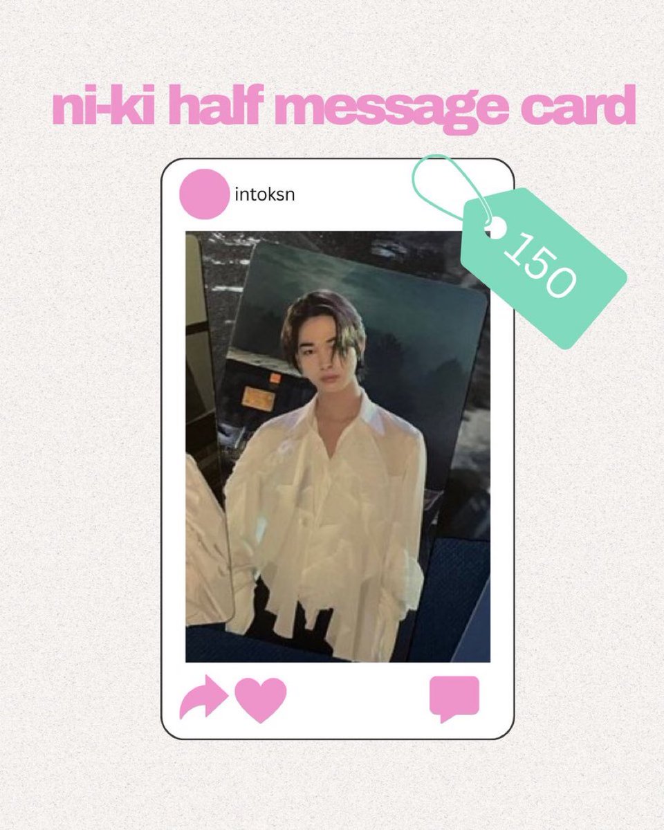 ryecartz's tweet photo. π. . . wts lfb ph κ° #ryecartz κ±
ni-ki message card half dark blood
β° β±150 payo
β° onhand and mint condition
π· reply/dm to claim
π₯» ni-ki dark blood full half new concept selca enhypen photocard https://t.co/U26Zfym7f2