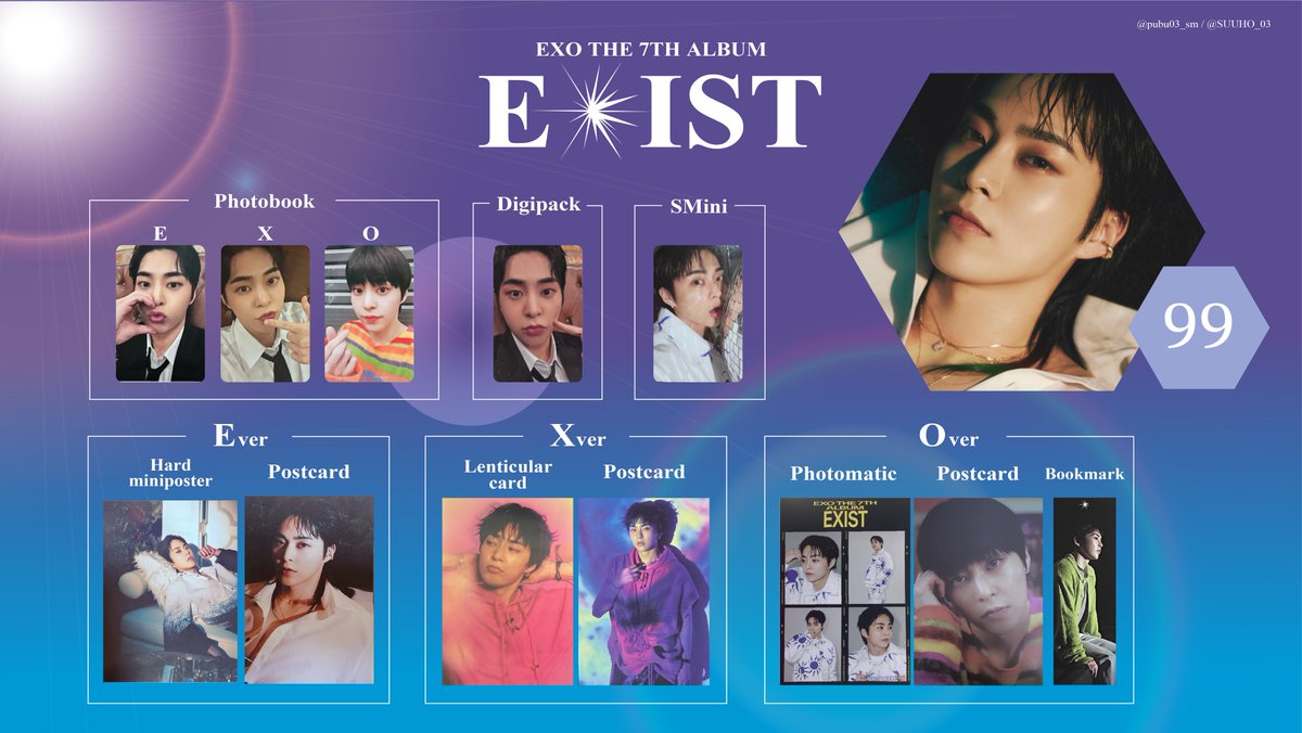 pubu03_sm's tweet photo. ◇EXO THE 7TH ALBUM - EXIST 一覧◇

メンバー別に封入特典(ランダム)の一覧表を作ってみました！(リプに続く)
交換探しなど ご自由にお使いください♪

※色味の調整をしていないので実物と色味が異なる場合がございます。

 #EXO_CreamSoda  #엑소 #EXO_EXIST  #EXO  #엑소_크림소다 https://t.co/WyFq3TjFek