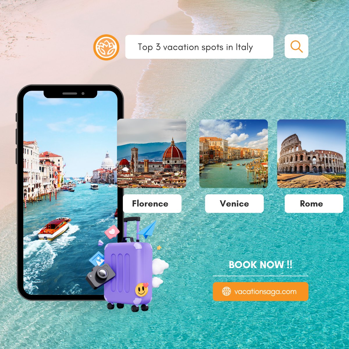 Book your stay to the best vacation spots in Italy through - vacationsaga.com