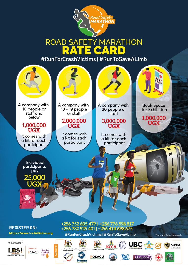 Get your kit from SHAU at differently priced packages attached below. Individual participants are to pay just 25K for a full kit. #RoadSafetyMarathon #RunForCrashVictims