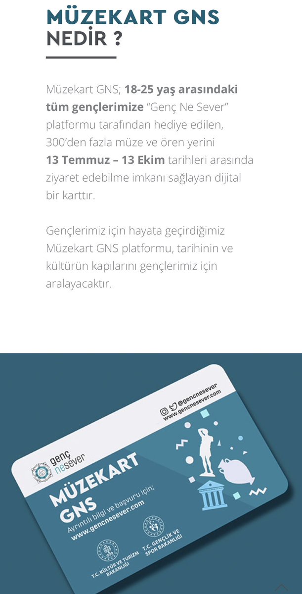 Gençlik ve Spor Bakanı Osman Aşkın Bak 18-25 yaş aralığındakilere  ücretsiz müzekart verileceğini söyledi. muzekartgns.com sadece 2 dakikalık form doldurup app'i indirip müzeye geldiğinizde konum açıp barkod oluşturduğunuzda direkt geçiş yapabilirsiniz. #müzekart #kültür