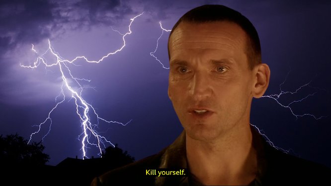 Showing 2005 Doctor Who to a friend who hasnt seen it and we fucking lost it at this