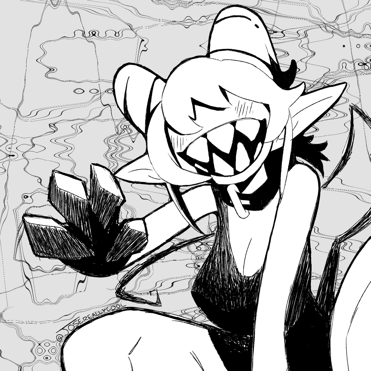 doodle that turned out to be banger, had fun drawing this, rlly like its design and studying the style was eye opening for me, character by @/ GaokoDa_san i believe, plz correct me if am wrong