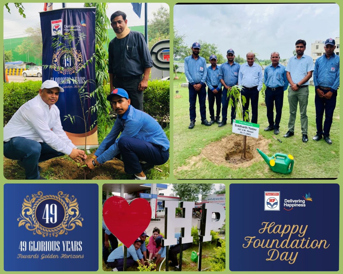 hpcl_gurugram's tweet photo. Celebrating 49 glorious years @HPCL!
Outlets under Gurgaon Retail RO bloom with greenery as we plant trees for a greener tomorrow on #HPCLFoundationDay🌳
Our esteemed customers, dealers &amp; CSAs also joined us, making the celebrations memorable.
@hpcl_retail @Rg03Goel @vkpatel_270 https://t.co/pZnsM8f6w8