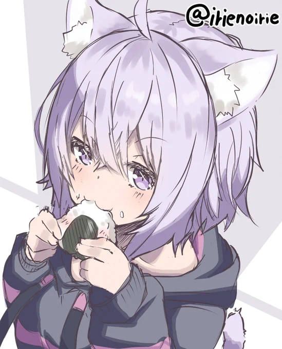 もぐもぐ～#猫又おかゆ#過去絵#いりえのえ#絵描きさんと繫がりたい 