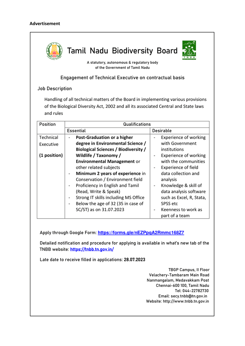 Tamil Nadu Biodiversity Board tweet media