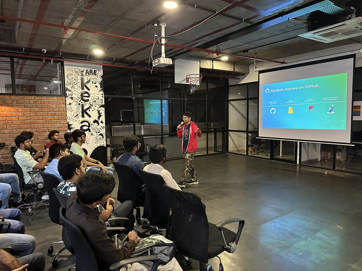 hackthisfall's tweet image. We have @ashwinexe sharing about the amazing resources @GitHubEducation has to provide at #HTFHyderabad city meet-up 🎒

#HTFMeetups #HackThisFall ✨