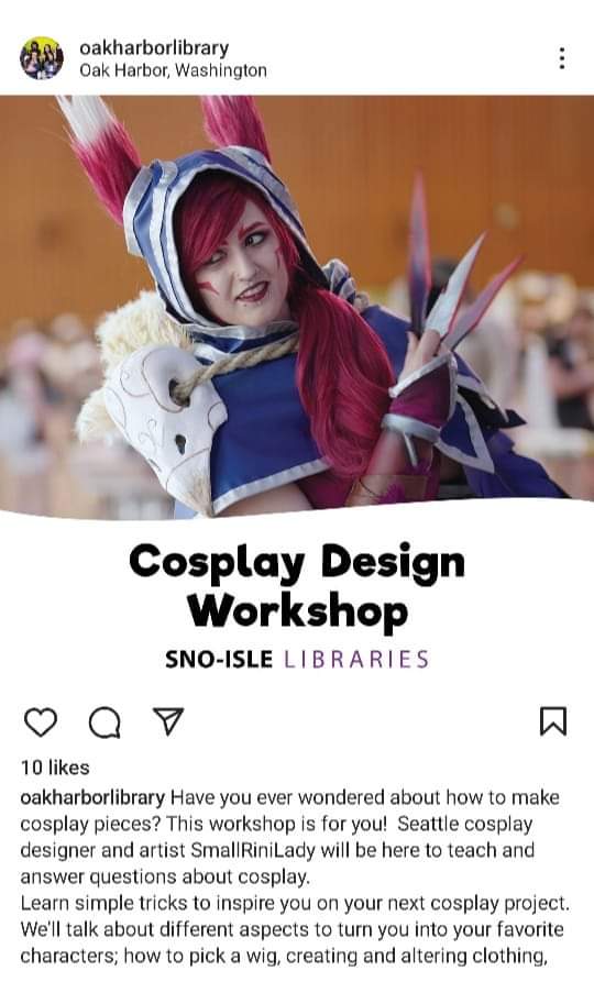 Cosplay talk with Sno-Isle Libraries today.  No need to have an account to register.
sno-isle.bibliocommons.com/events/641dd61…