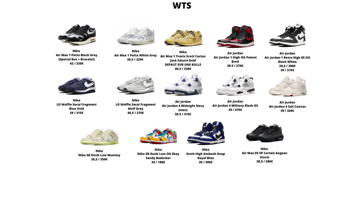 Salut à tous    WTS 

Avant de partir en vacances venez acheter vos paires pour flex ✌🏻