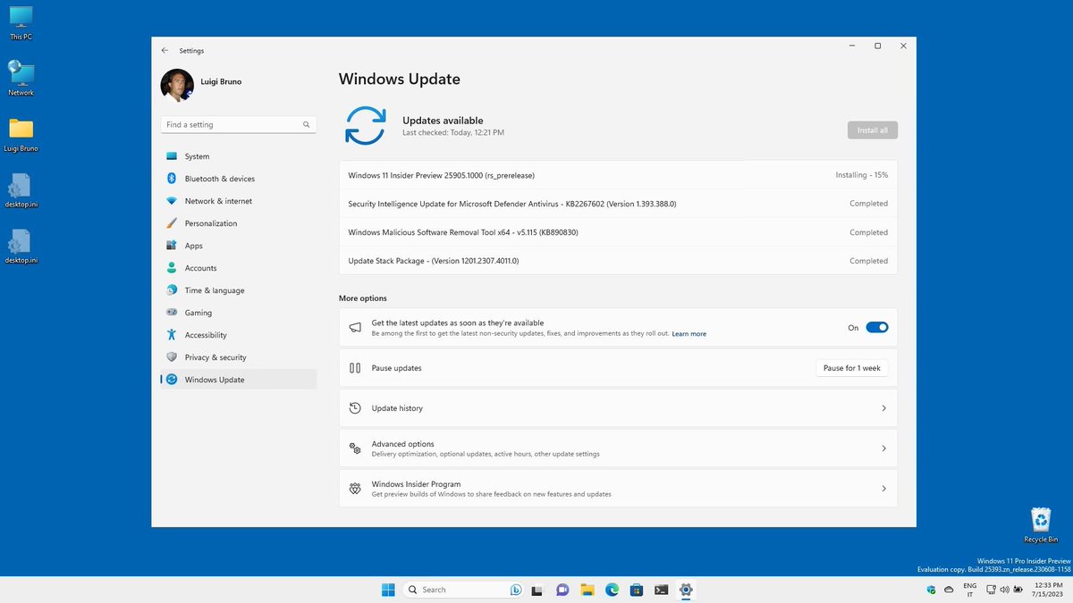 LuigiLCBBruno's tweet photo. New Windows 11 Insider Dev build 25905.1000 download and installation... @Windows @windowsinsider 
#Windows #Windows11 #WindowsInsider #WindowsInsiderMVP #WIMVP https://t.co/PgEwXWd4Le