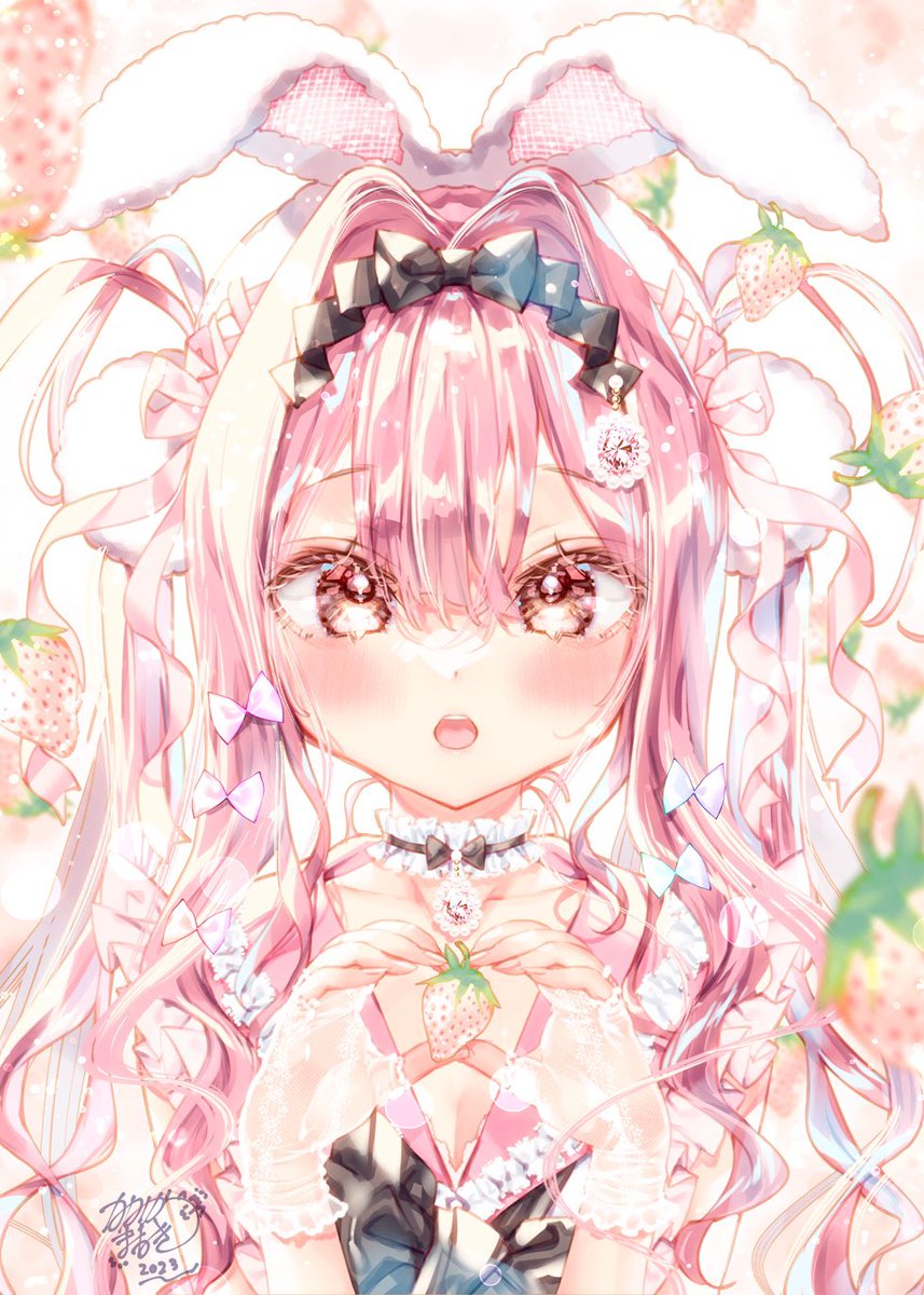 ピンクセーラーうさちゃん🍓🐰
#イラスト #創作 