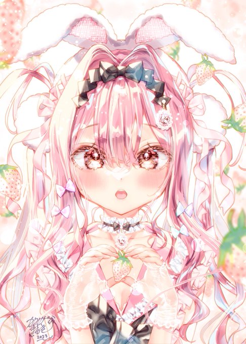 ピンクセーラーうさちゃん🍓🐰
#イラスト #創作 