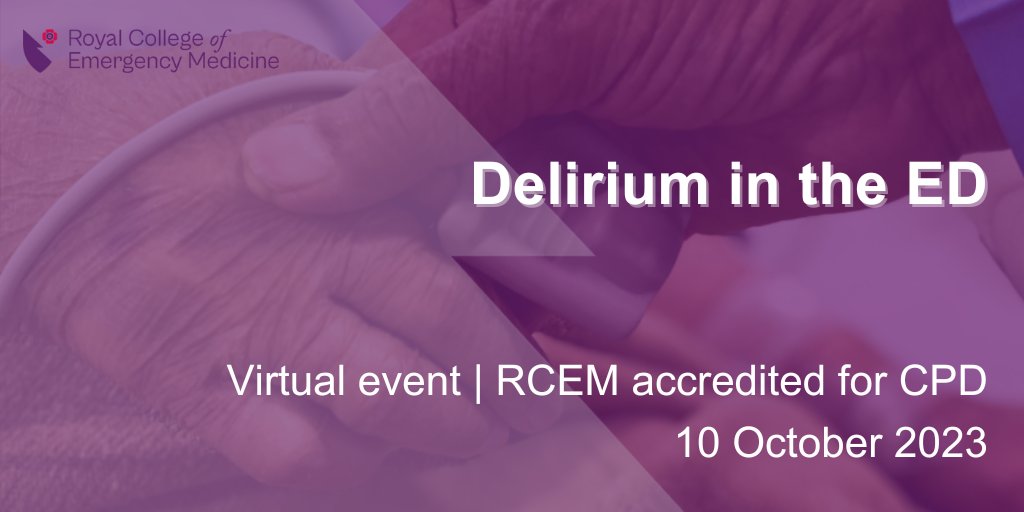 RCEM Events (@rcemevents) on Twitter photo Our virtual Delirium in the ED event covers the following topics:
✅The importance of delirium detection
✅How to assess and manage delirium
✅The role of different practitioners in delirium care
✅Different models of delivering delirium care
Book now: bit.ly/3XurXCn Our virtual Delirium in the ED event covers the following topics:
✅The importance of delirium detection
✅How to assess and manage delirium
✅The role of different practitioners in delirium care
✅Different models of delivering delirium care
Book now: bit.ly/3XurXCn