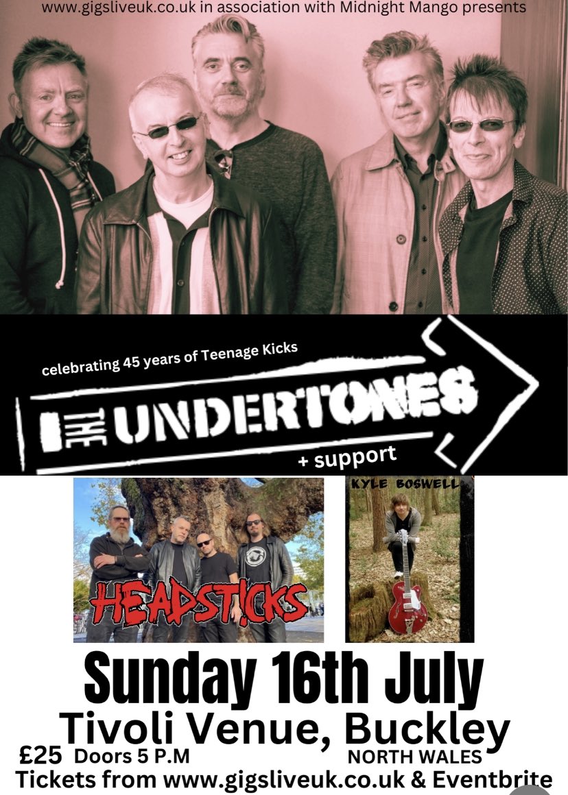 Heading to Lets Rock Shrewsbury today, fingers crossed it stays dry. No weather worries tomorrow, we’re playing all your favourite Undertones songs indoors  at the Tivoli in Buckley…come along, its early doors and we’re on at 8.15pm