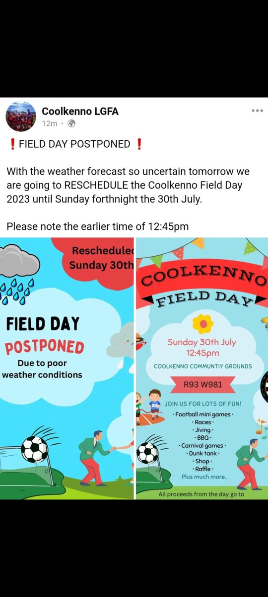 <a href="/protectmoylisha/">protectmoylishahill</a> the Field Day has been postponed until Sunday 30th July.