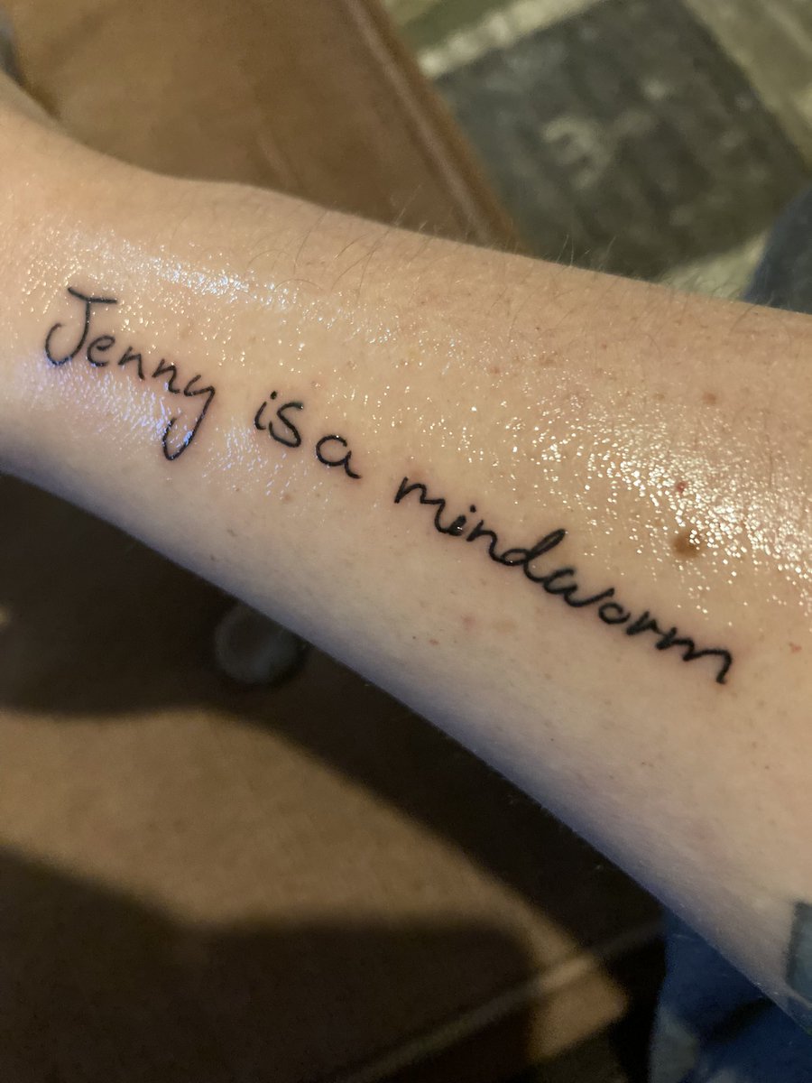 CleoSummers's tweet photo. @jasperfforde my new Thursday next tattoo, I was supposed to get matching designs of this with my mum but she passed away a few weeks ago, so I changed it to my brothers handwriting to remind me the good memories are worth the pain. My littlest tattoo but my most meaningful. https://t.co/rOMW0af6hp