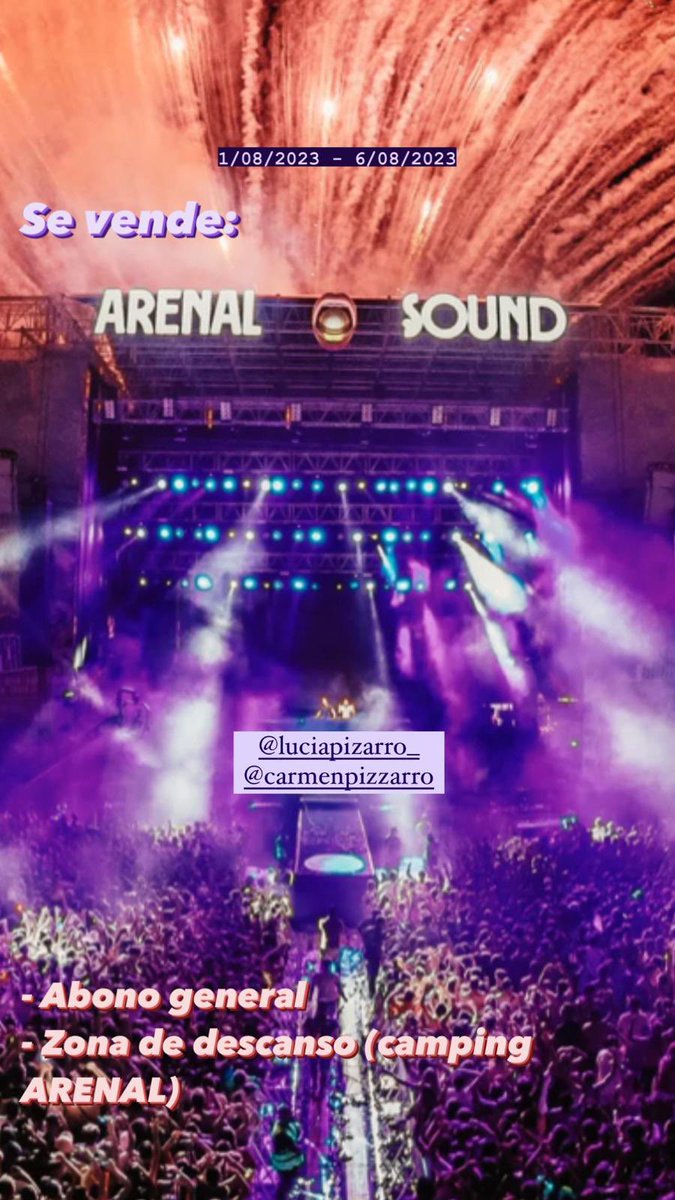 Vendo 1 entrada para ✨Arenal Sonud✨

- 1 Abono General
- 1 Camping Arenal

Precio negociable