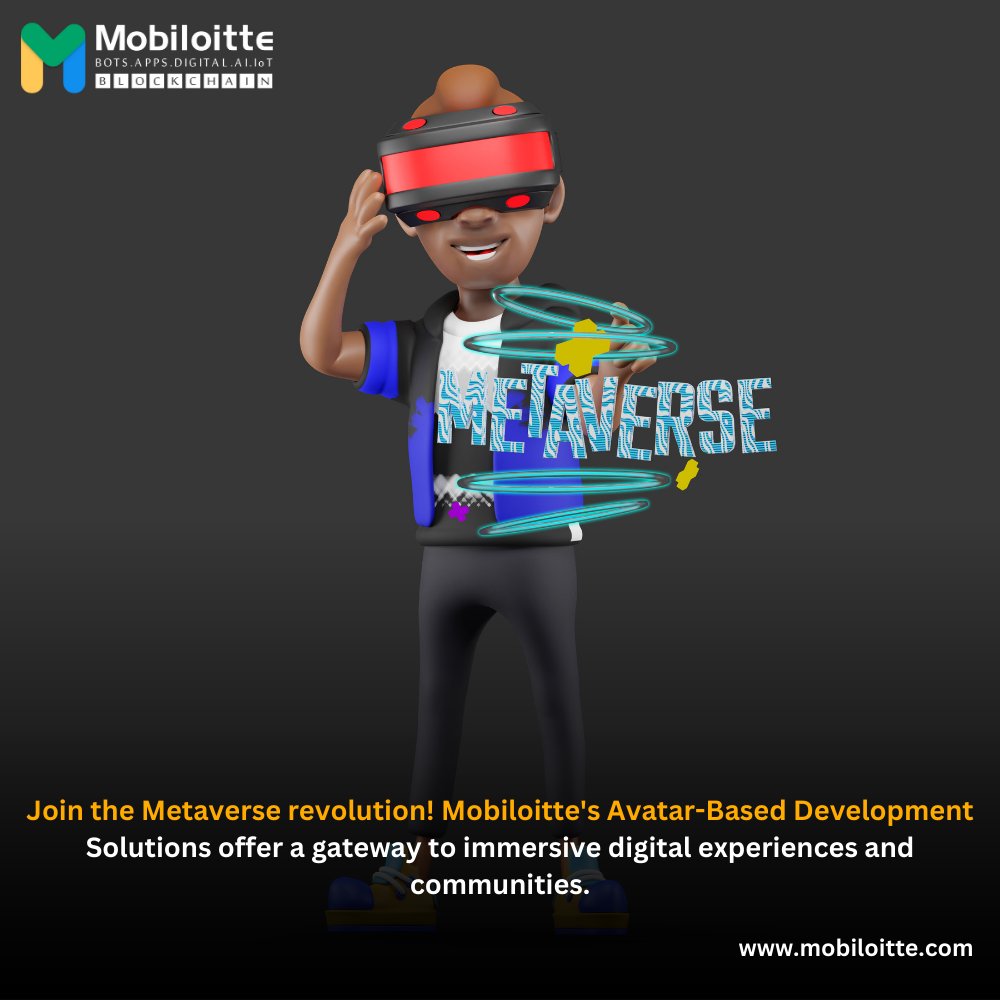 Join the Metaverse revolution! Mobiloitte's Avatar-Based Development Solutions offer a gateway to immersive digital experiences and communities.

bit.ly/3FUZ8bb

#metaverse #avatarbaseddevelopment #immersivedigitalexperiences #digitalcommunities #mobiloitte