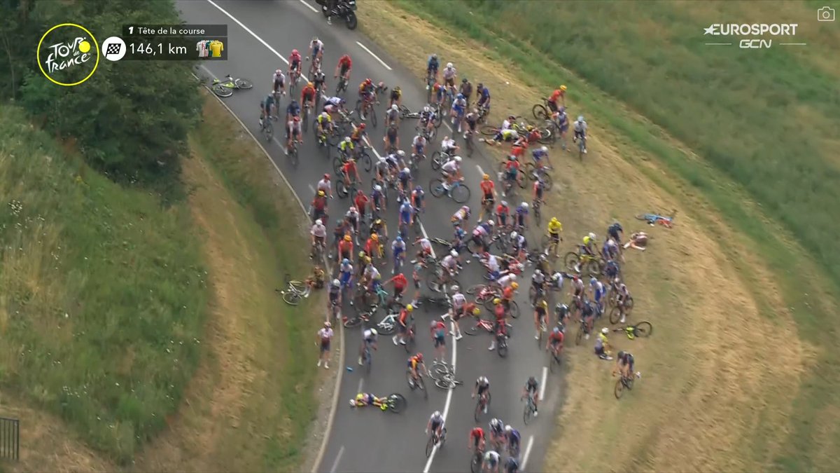 HUGE CRASH out of nothing! #TDF2023