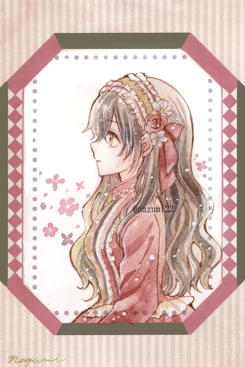1girl long hair solo dress flower red dress hairband  illustration images