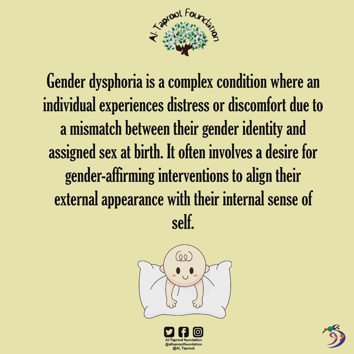 al_taproot's tweet photo. Gender dysphoria is a term that describes a sense of unease that a person may have because of a mismatch between their biological sex and their gender identity.
.
.
.
.
We Provide psychological and mental health counselling as well as nutritional services .
#genderdysphoria https://t.co/p0D7hZdDoP