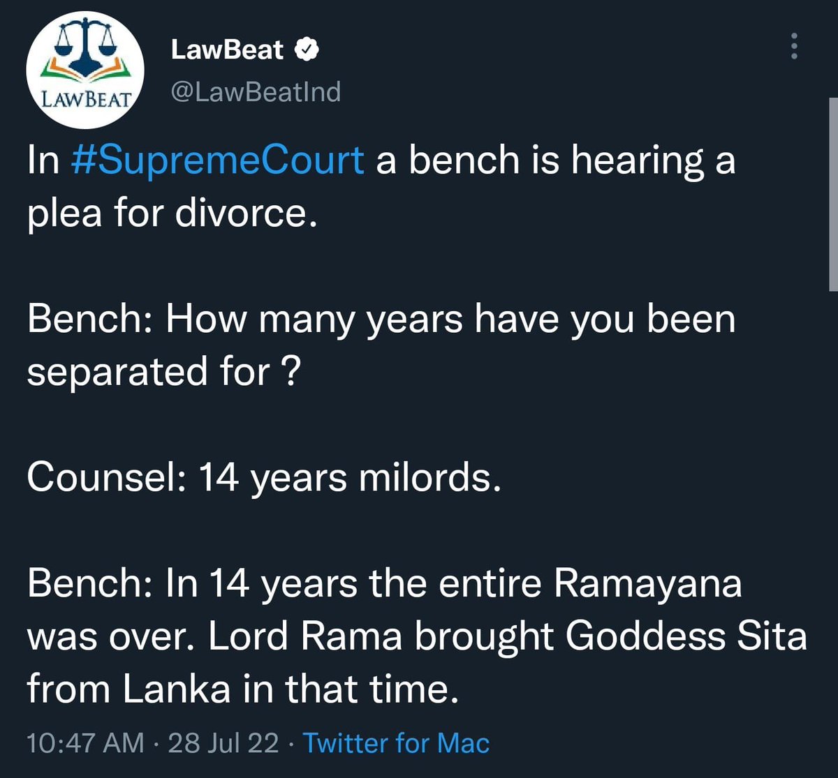 So finally Supreme Court certifies Ramayana to be true and not a myth.

Jai Shri Ram… . …