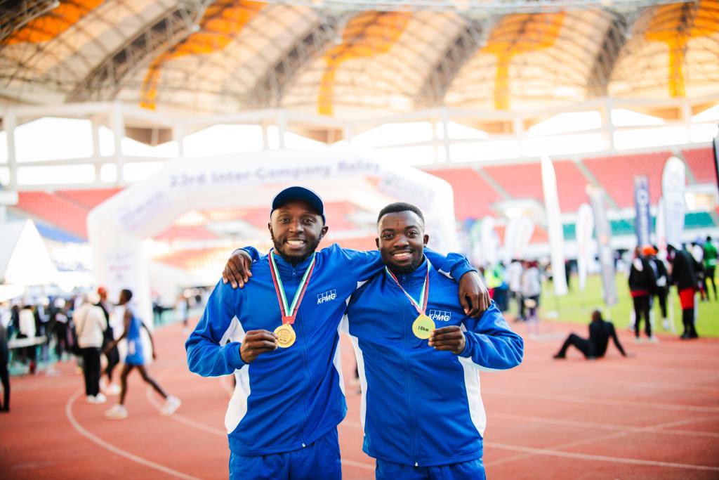 KPMGZambia's tweet photo. KPMG staff celebrating their medals at the 23rd inter company relay.
#KPMG #IntercompanyRelay https://t.co/TnDHHDzSIb