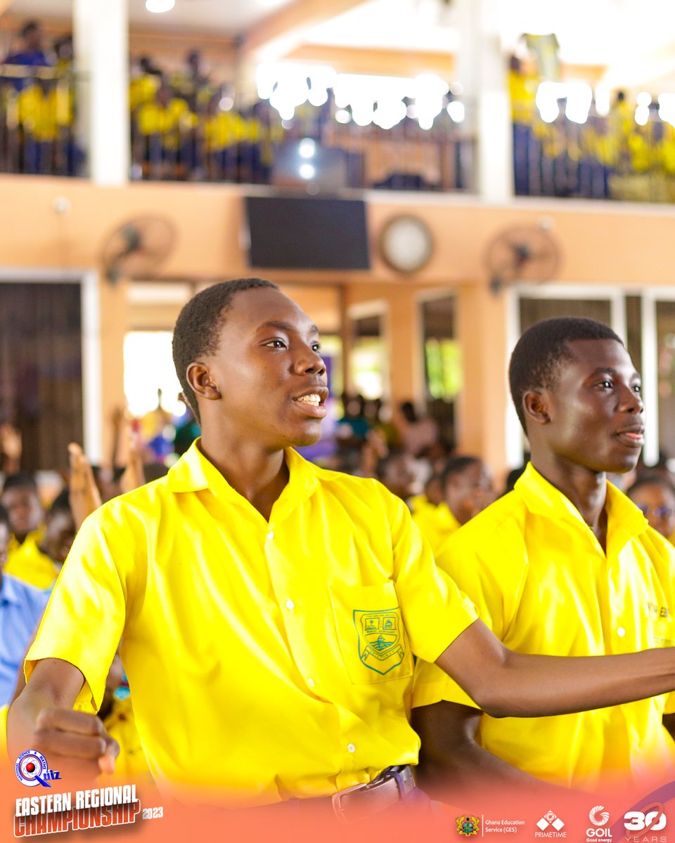 NSMQGhana's tweet photo. EASTERN REGIONAL CHAMPIONSHIP FINALE

End of Contest

Pope John SHS &amp; Minor Seminary: 34pts
Abuakwa State College: 32pts
St. Peter’s SHS: 17pts

POJOSS have done it! Fair play to ABUSCO for an exciting contest 😍

@GOIL_Official 

#NSMQ2023 #NSMQ30 #Primetime https://t.co/jTr1liHbeC