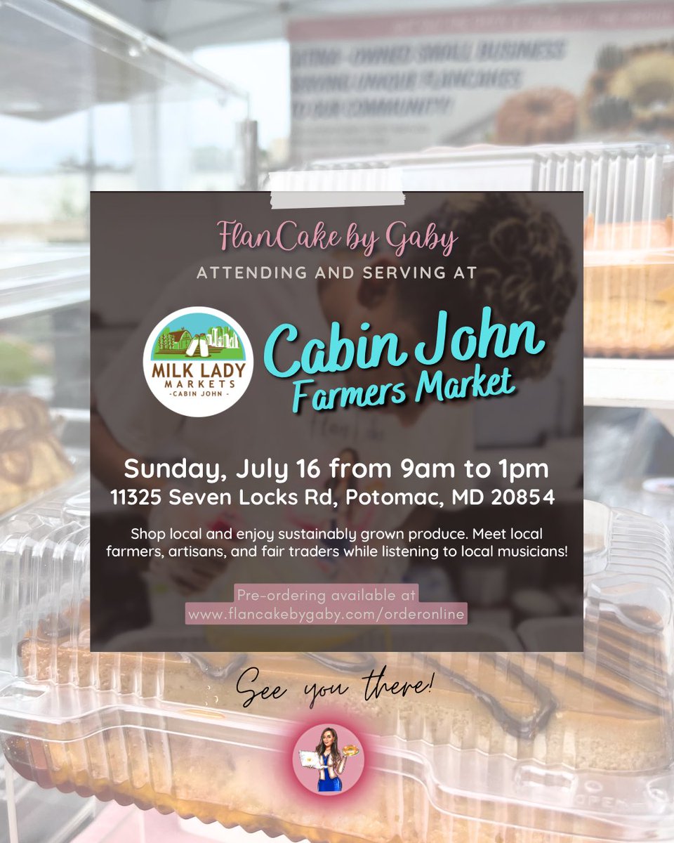 FlanCakeQueen's tweet photo. TOMORROW Sunday, July 16 we’ll be at the #CabinJohn Farmers Market ⭐️

Stop by to enjoy our special collab featuring iced coffee from A Toda Madre Roasters. ☕️🖤 Indulge in the perfect combination of #flancake + #coffee while supporting local businesses. 🍮☕️ 😋 See you! https://t.co/6dpGTVZzb8
