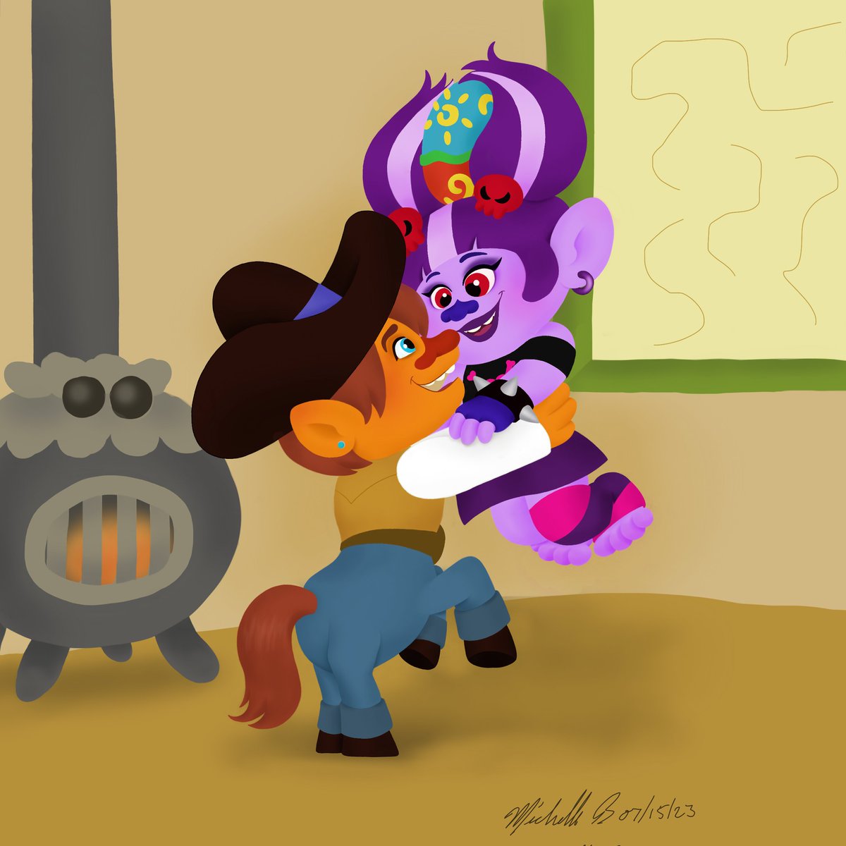 kate669's tweet photo. Redraw of an older pic that I loved but never had an opportunity to finish until now.
#DreamworksTrolls #Trollstopia #GustTumbleweed #ValThundershock #GustVal #TrollEgg https://t.co/sGWl9iqEff