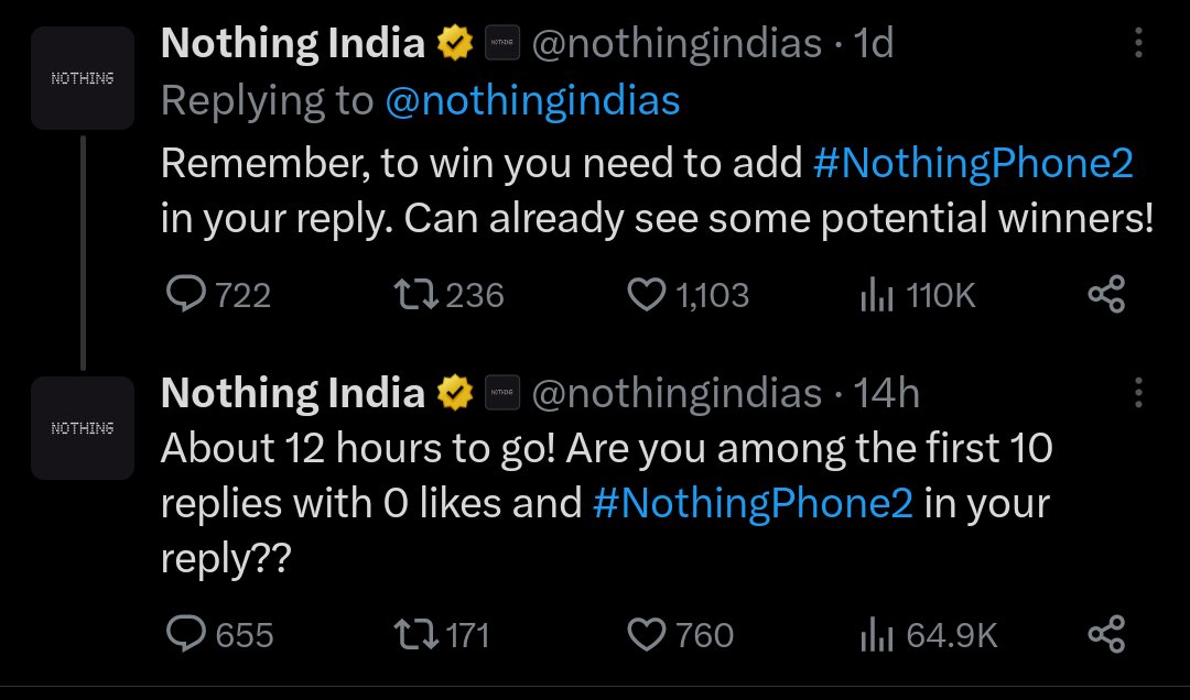 mukeshchandrav's tweet photo. @nothingindias @nothingindias @nothing First 10 reply to the post. Isn't it supposed to be the oldest ones? Everyone who has replied in the previous hour has won. Then what's the point in replying to the post yesterday and the reply having 0 likes. Disappointed.
#unfair
#NothingPhone2 https://t.co/6tp1nF3cRA