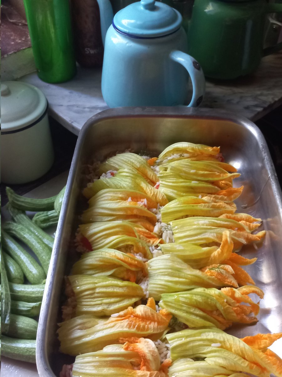De gevulde courgettebloemen van gisteren voor schrijfinspiratie. #Toscane #schrijfretraite