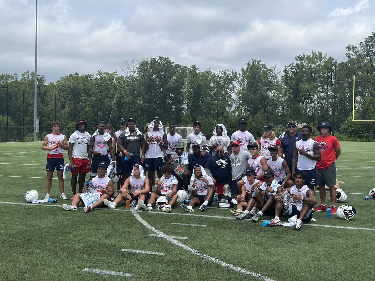 The 2023 Powerade Invitational presented by Battle Sports championship trophy goes to @PDS_ChargersFB! @POWERADE @Battle #7on7 #football #HardWorkWorks @ChadGrier_ @Blazing7on7