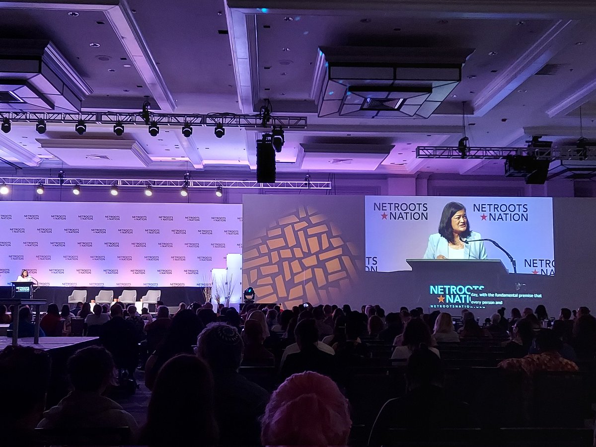 AfroPersian's tweet photo. This woman speaks so much truth! I missed her at a @USProgressives event in DC last year - delighted to hear @RepJayapal's inspiring words here at @Netroots_Nation #SolidaritySummer https://t.co/5FzObczj7s