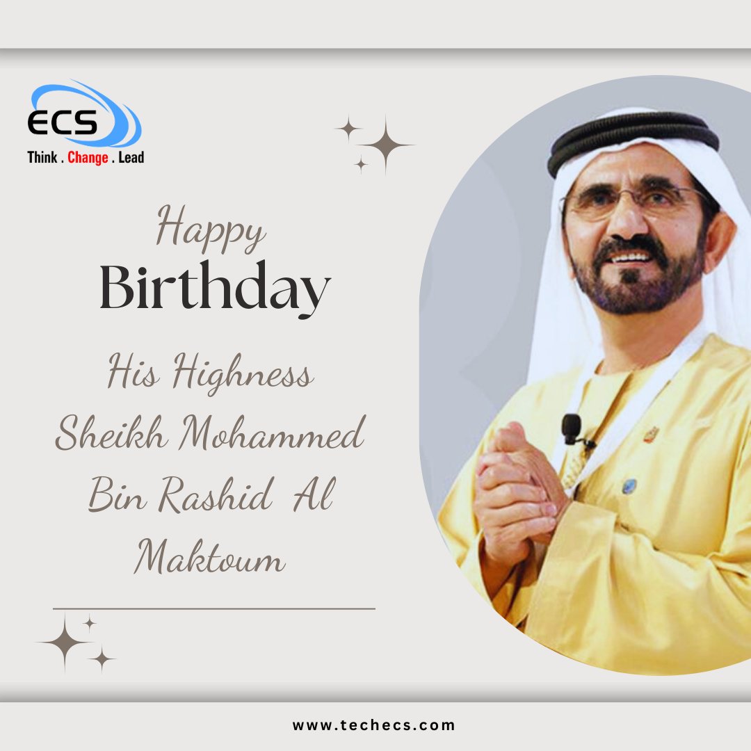 techecsinc's tweet image. A great leader's courage to fulfill his vison comes from passion, not position. (John Maxwell)

Best wishes to HH Sheikh Mohammed Bin Rashid Al Maktoum from ECS Family.

#techecs #ecs #teamecs #birthdaywishes #vision #visionaryleader #uae #SheikhMohammed