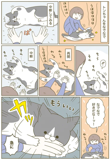 「もう撫でないんですか?」の顔がかわいくて ついやっちゃう