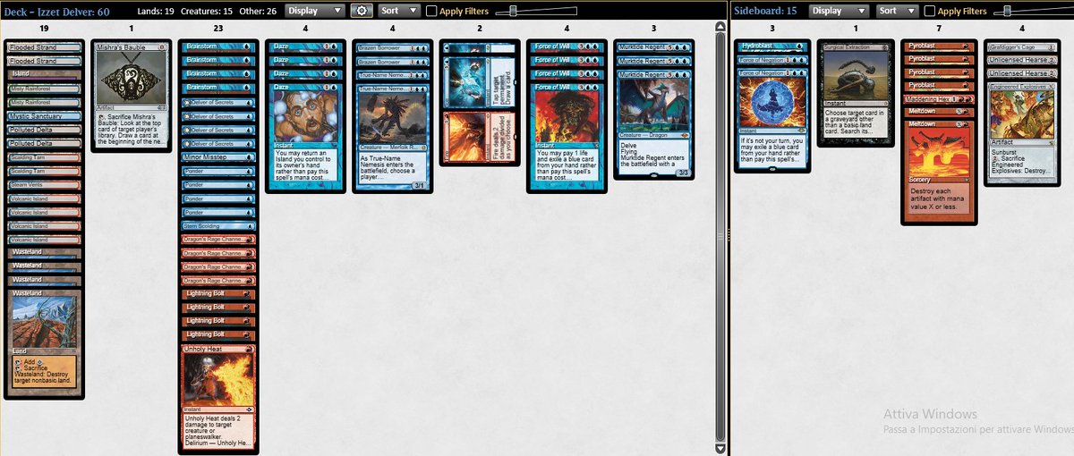 cappetheonly's tweet photo. Top16 with 5-2 and out for rating.
Unlucky day because I could have qualified for the ELM at the 4S of September in Bologna.
In any case, i'm currently still playing UR due to lack of time to test Grixis.
This list is really strong in this metagame. https://t.co/8IqB3LYERe
