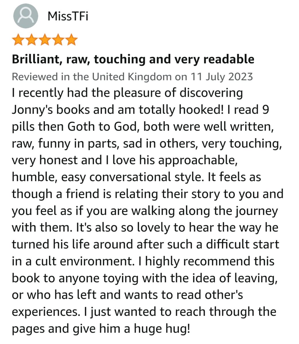 jonnyhalfhead's tweet photo. A great review from a fellow writer for my book From God To Goth
#GodToGoth
#exjw
#whitbygothweekend
#jehovahswitnesses
#NinePills https://t.co/5ntzzyj0MT