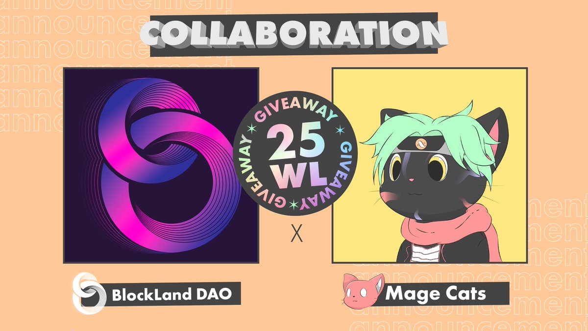 Değerli BlockLand DAO Ailesi!

<a href="/magecatsNFT/">Mage Cats | StarkNet 🐱✨🐺</a>, 25 kişilik özel bir WL hediye etti! 🎁

Çekilişe katılmak için:
1⃣ <a href="/BlockLandDAO/">BlockLand</a> ve <a href="/magecatsNFT/">Mage Cats | StarkNet 🐱✨🐺</a>'i takip edin
2⃣ Bu tweeti beğenin
3⃣ Retweet yapın!

⏰Sonuçlar 48 saat sonra <a href="/magecatsNFT/">Mage Cats | StarkNet 🐱✨🐺</a> tarafından açıklanacak.

🎉Bol şanslar!