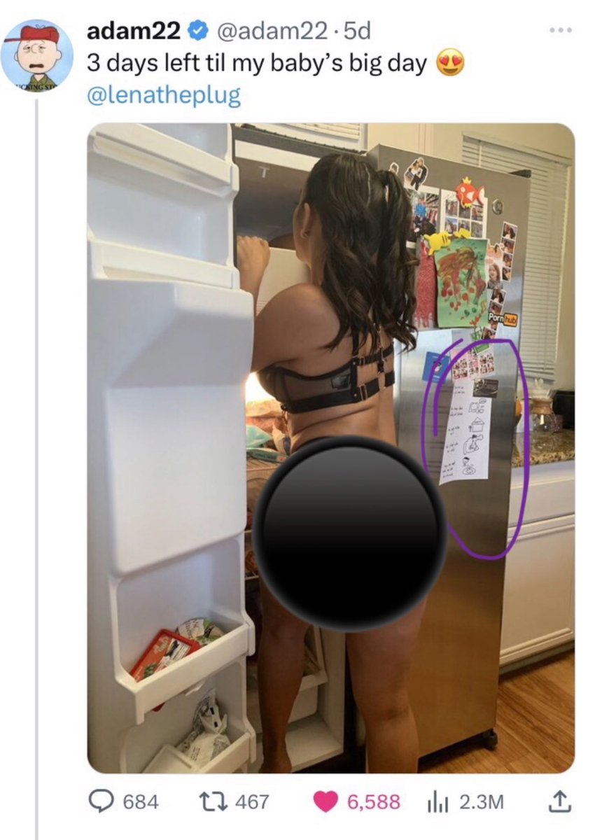 CensoredMen's tweet photo. WTF

@adam22 / @lenatheplug why do you have a child’s drawing of this on your fridge?? https://t.co/tZTrmBQVZ4